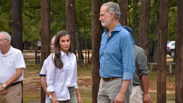 Felipe VI habla con los medios durante su visita a Sanabria