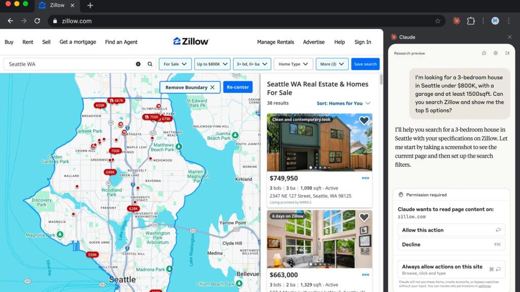 Buscando un apartamento con un filtro determinado en la consulta de Claude en Chrome