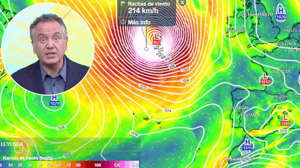 Roberto Brasero, el hombre del tiempo de Antena 3, alerta sobre los efectos de Erin. (Mapa: Meteored)