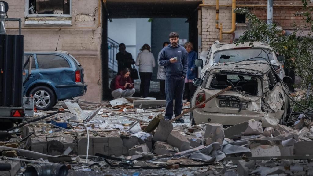 Otra de las zonas de Kiev alcanzadas por el ataque ruso.