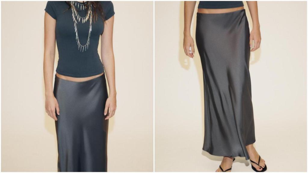 Falda satinada de Zara. Ref: 8338/537/922