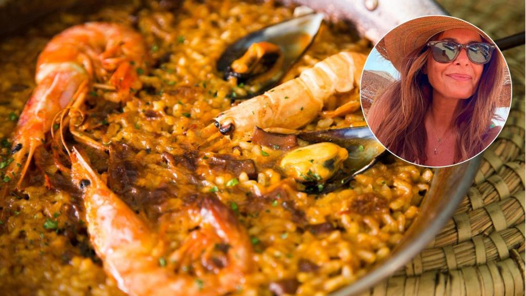 Paella de marisco y la presentadora Nuria Roca.
