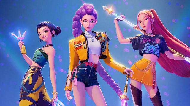 El grupo virtual de HUNTR/X, protagonistas de 'Las guerreras k-pop'. Foto: Netflix.
