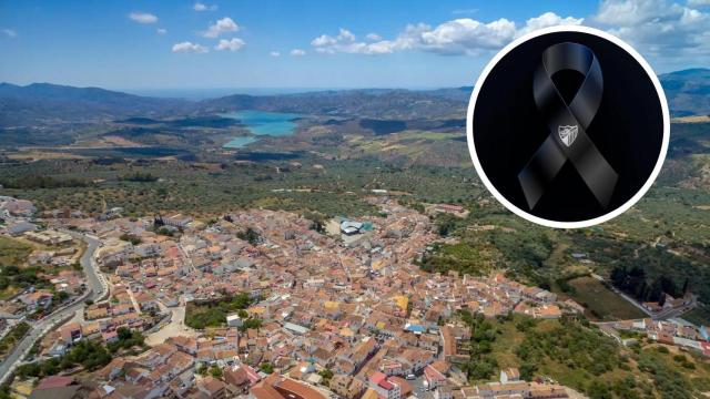 Una imagen de Periana y un crespón negro.