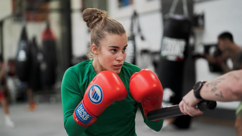La boxeadora Laura Fuertes entrenando en el CAR de Madrid