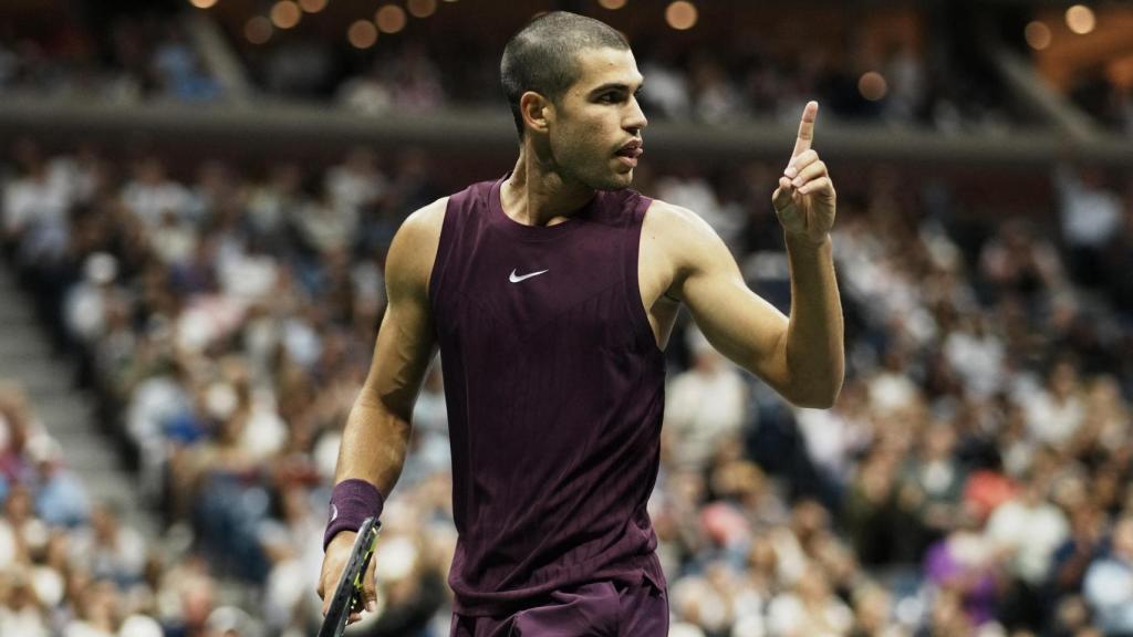 Carlos Alcaraz, en un partido en el US Open 2025