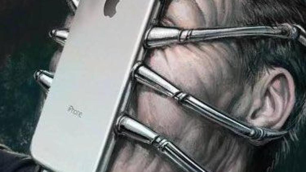 Imagen que representa el uso excesivo del dispositivo móvil.