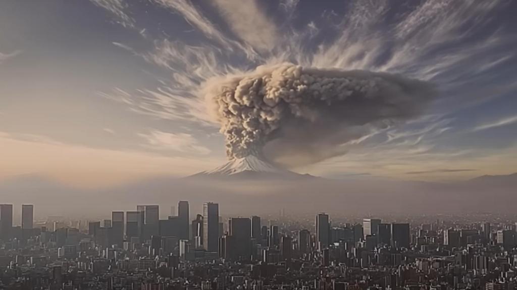 Vídeo generado con IA para alertar de la posible erupción del monte Fuji