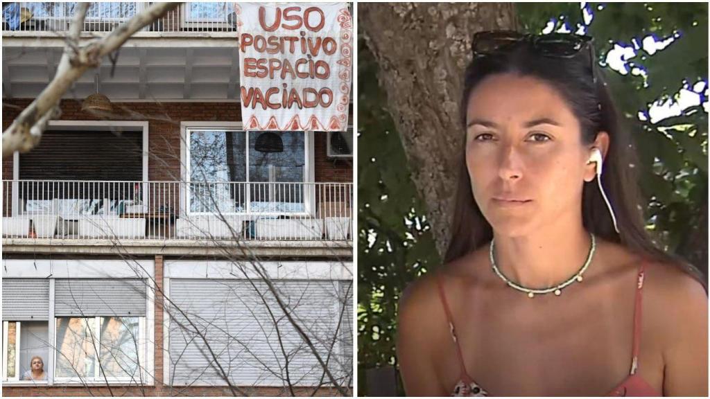 Fotomontaje del desalojo del centro social okupado ‘La Ferroviaria’ (Madrid) y Nerea, víctima de inquiokupación.