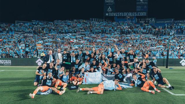 El Celta celebra en Getafe la clasificación europea.