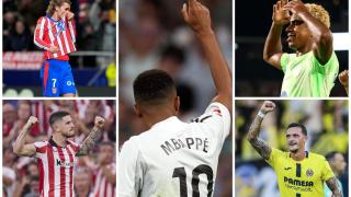 Collage con imágenes de jugadores de los cinco equipos españoles que disputarán la Champions.