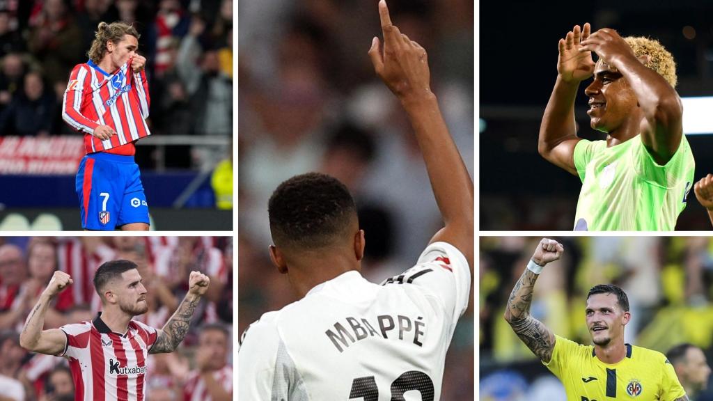 Collage con imágenes de jugadores de los cinco equipos españoles que disputarán la Champions.