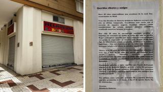 El cartel que anuncia el adiós a las heladerías Sabores de Málaga tras 20 años de historia.