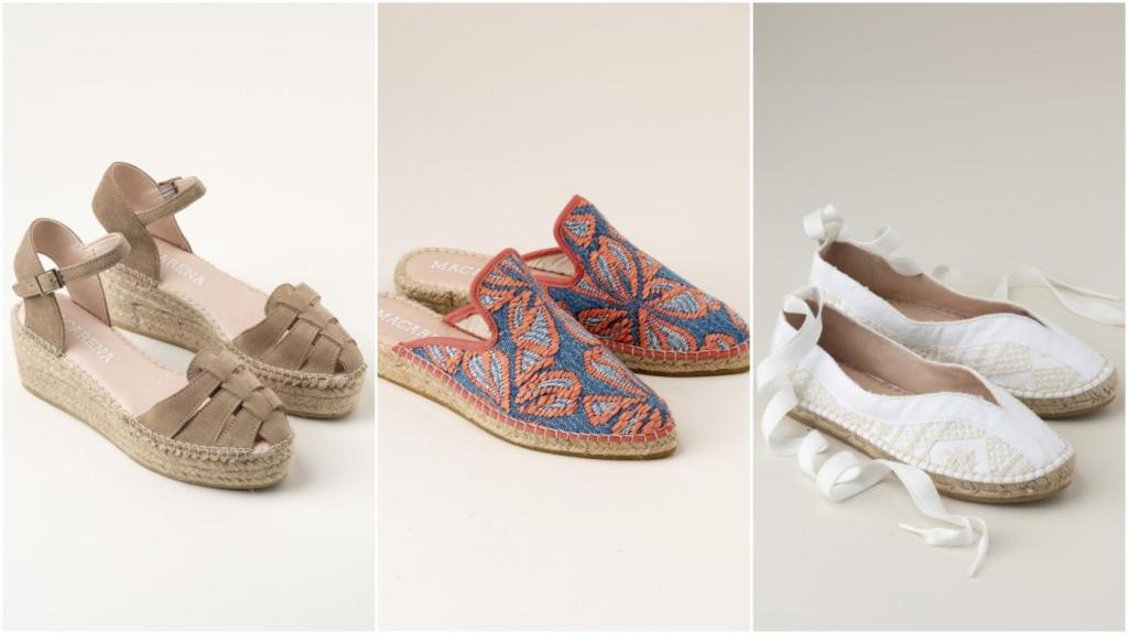 Tres estilos de alpargatas con el sello Macarena Shoes.