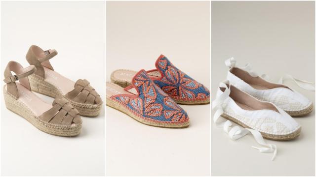 Tres estilos de alpargatas con el sello Macarena Shoes.