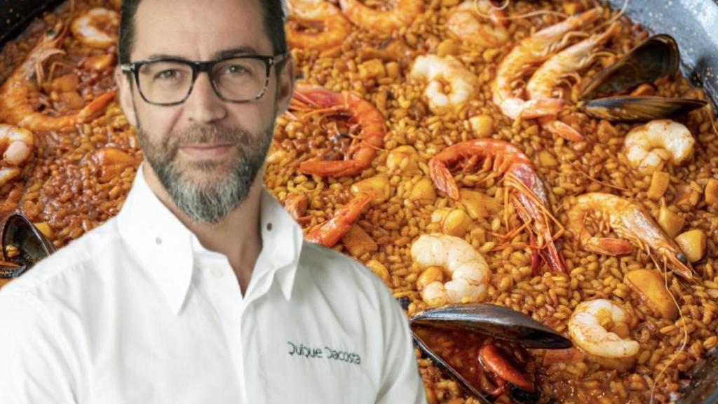 Paella de marisco y el chef Quique Dacosta.