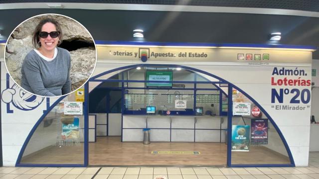 María José, la dueña de la administración, y la imagen de la administración que ha repartido un premio de casi 63 millones