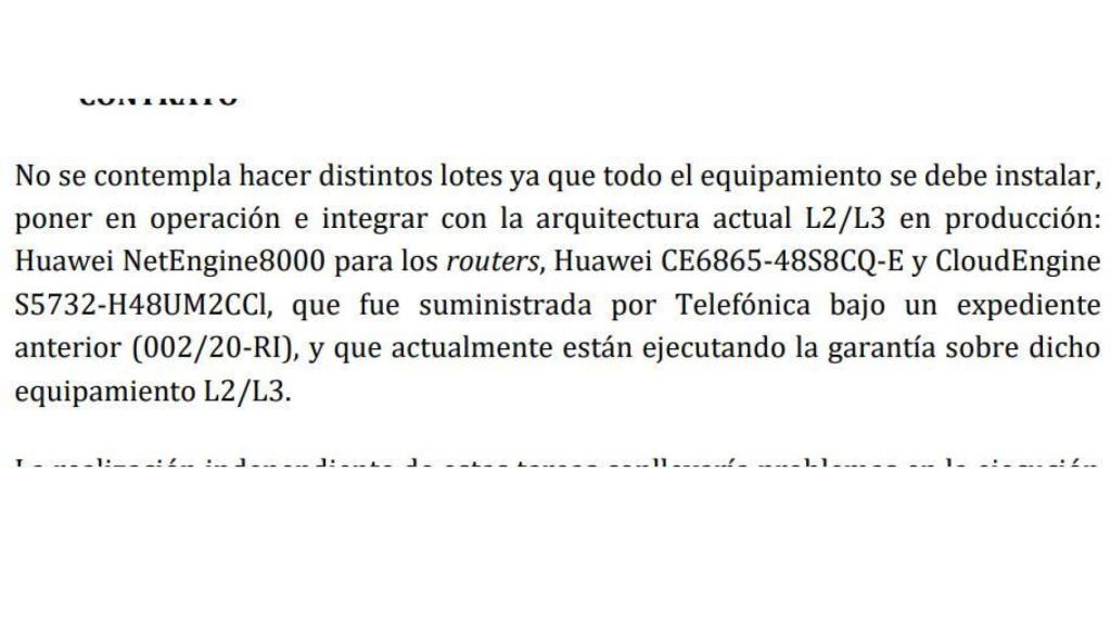 Extracto de la documentación sobre la licitación