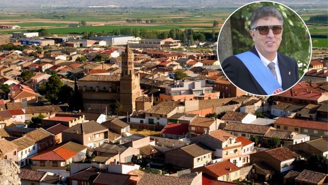 Montaje Alfajarín y el alcalde, José Tomás Pueyo.