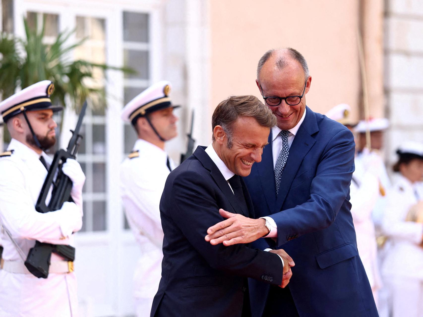 Merz y Macron, en Tolón ayer, para celebrar el consejo de ministros franco-alemán.