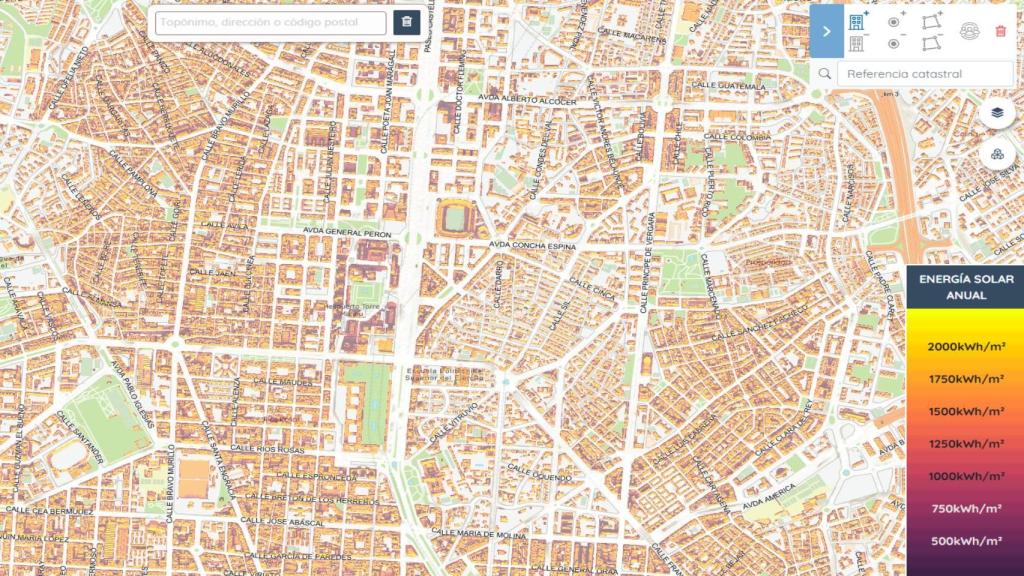 Captura de pantalla de la herramienta IGN Solar.