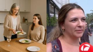 Una joven pluriempleada narra su situación en televisión.