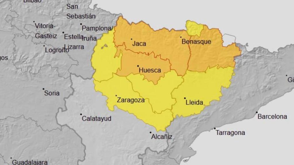 Alerta de la Aemet en Aragón.