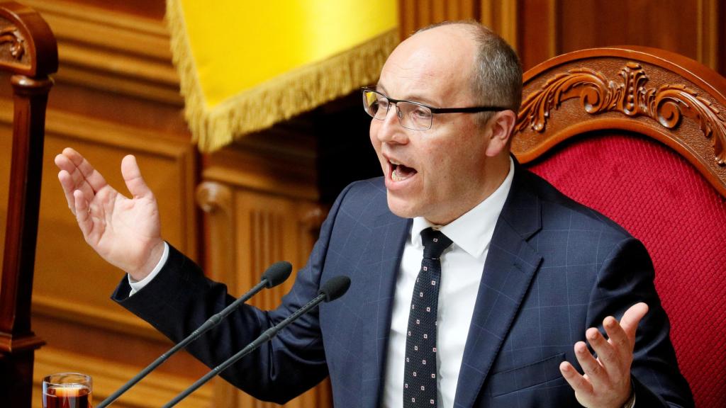 Andriy Parubiy, durante una sesión parlamentaria en Kiev.