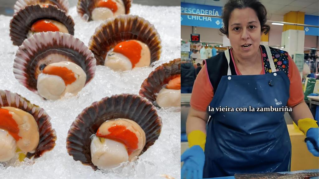 Unas vieiras frescas y la pescadera Cloti.