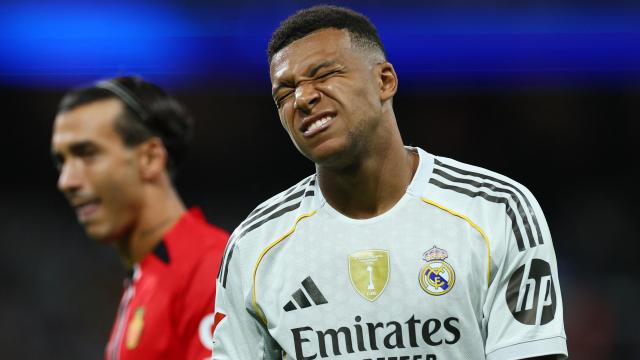 Mbappé, resignado tras fallar una ocasión ante el Mallorca.