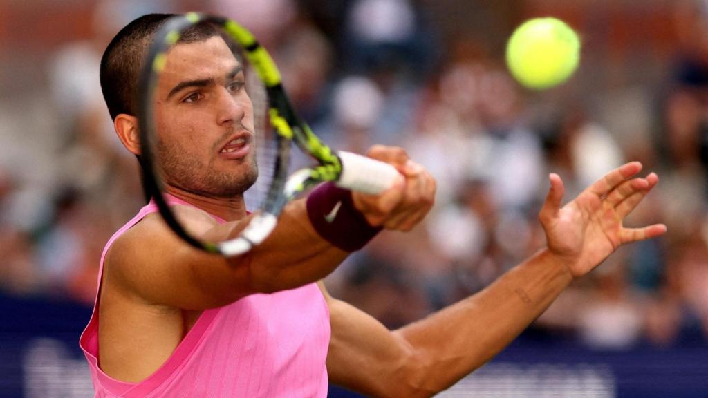 Alcaraz, durante su duelo de octavos de final del US Open