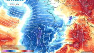Masa de aire polar este lunes en España. Foto: Meteored.