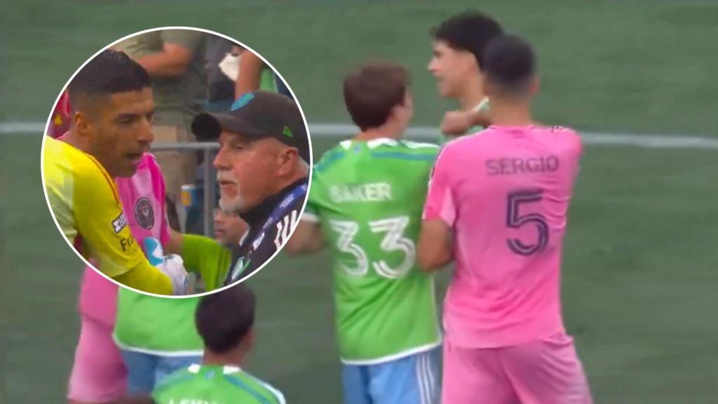 Luis Suárez escupe en la cara a un técnico y Busquets agrede a un jugador rival