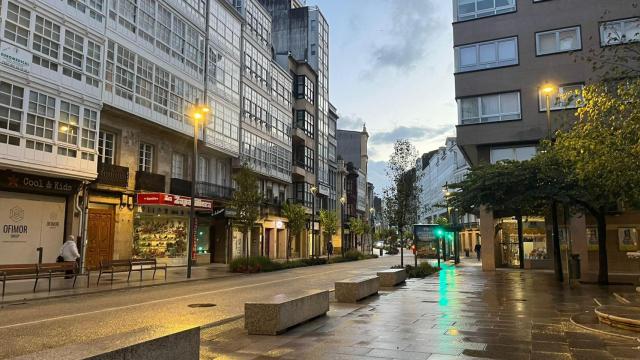 Calles mojadas en A Coruña