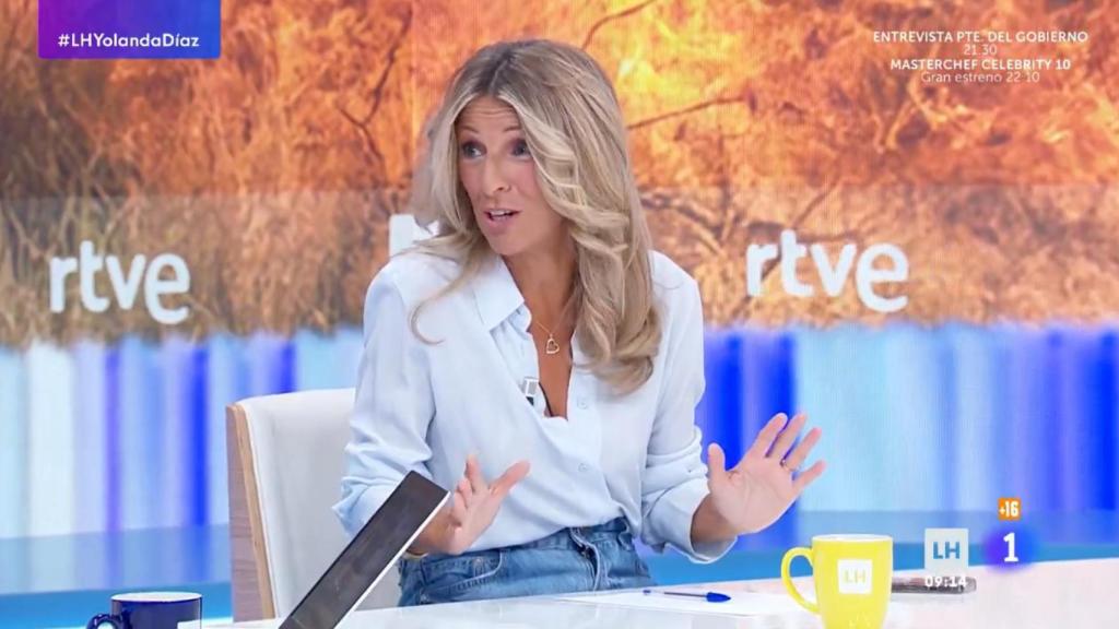 Yolanda Díaz, este lunes en su entrevista en TVE.