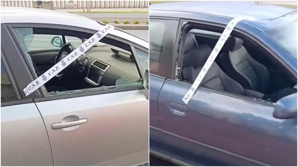 Coches con las ventanillas rotas a causa de robos en A Coruña