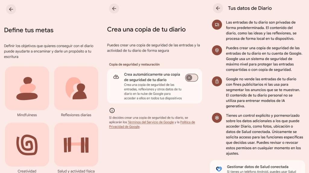 Opciones de Google Journal