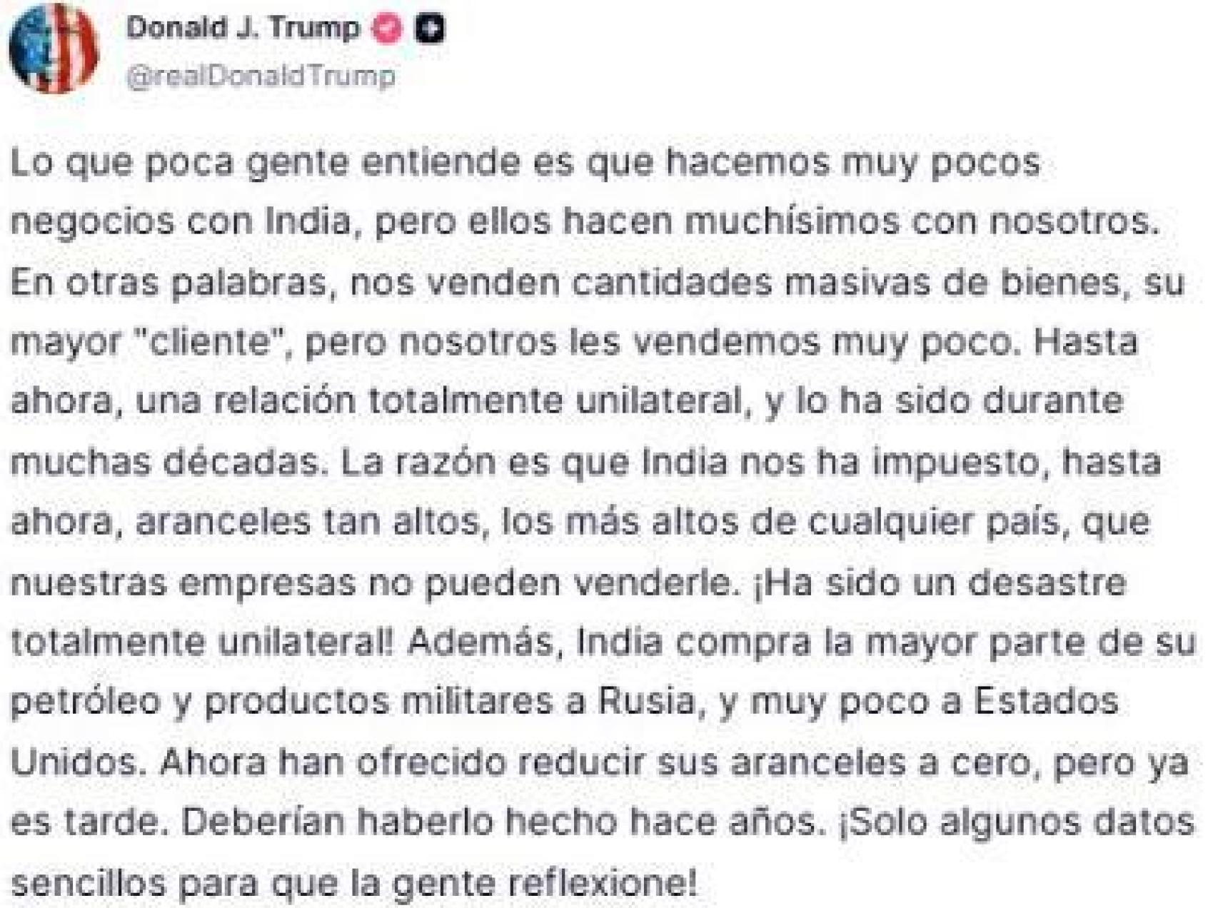 Tuit de Donald Trump
