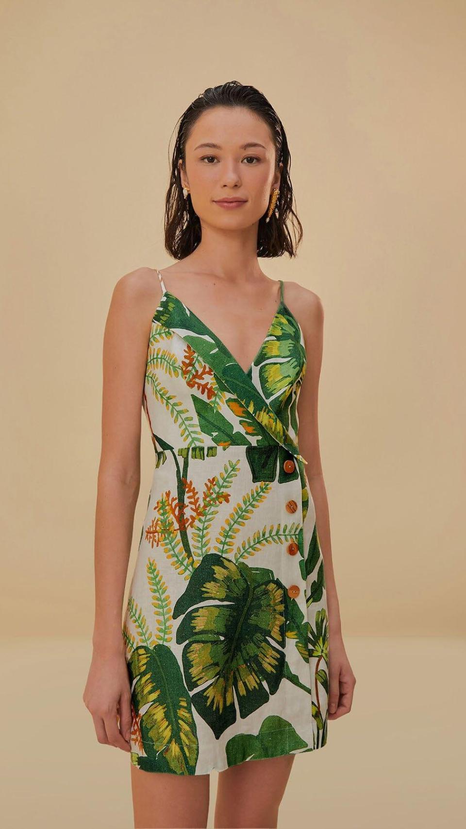 Vestido Tropical forest off-white