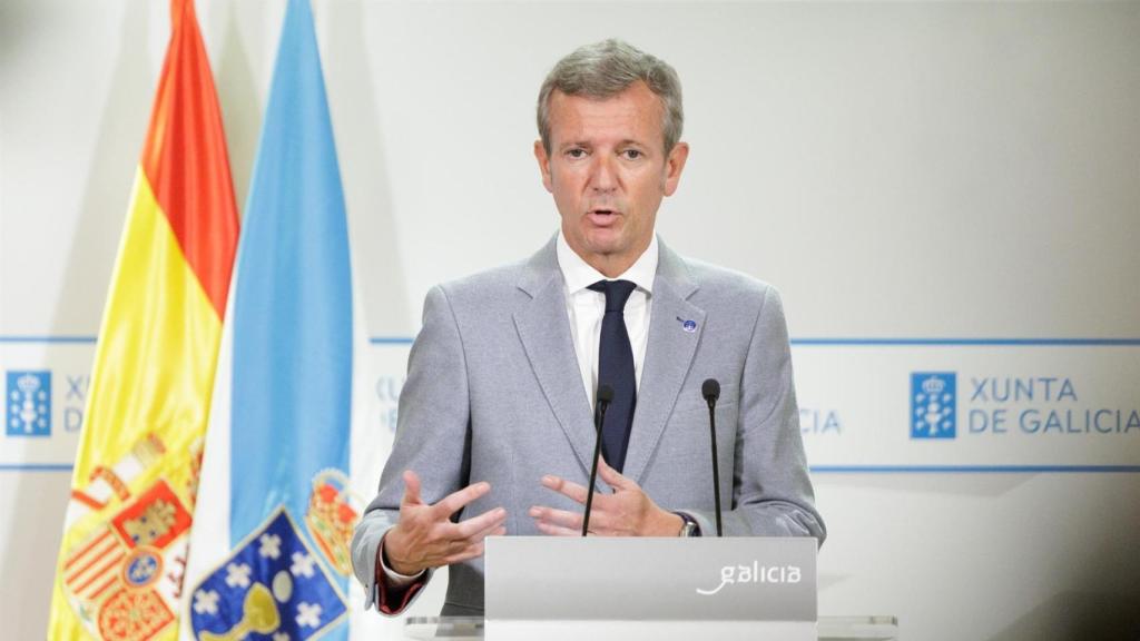 El presidente de la Xunta, Alfonso Rueda, en la rueda de prensa posterior a la reunión del Consello de la Xunta.