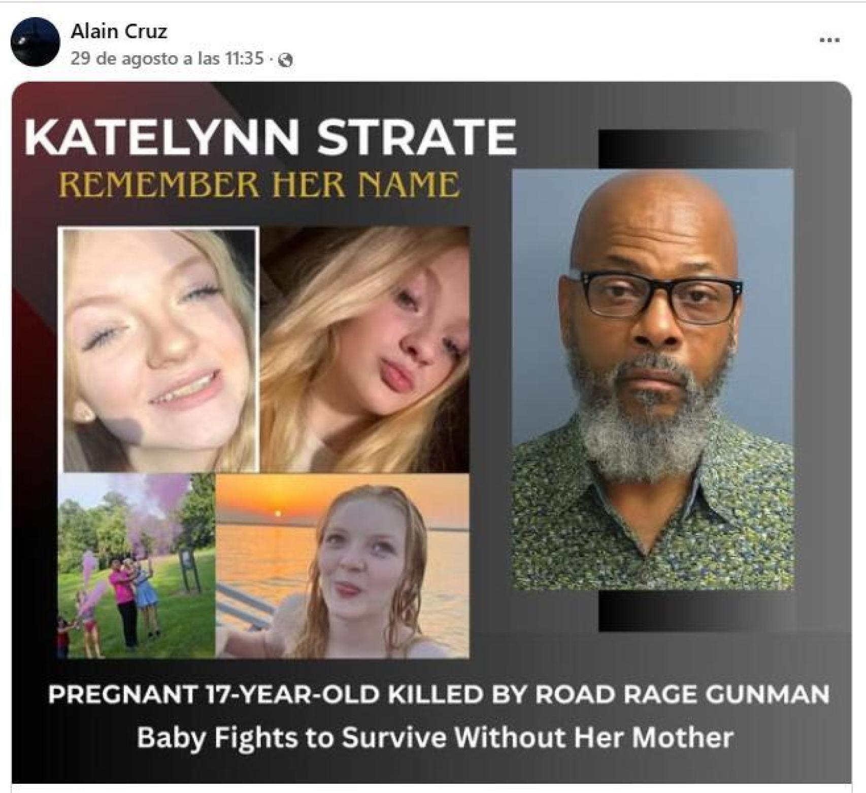 Captura de pantalla del Facebook de Alain Cruz, allegado de la víctima.