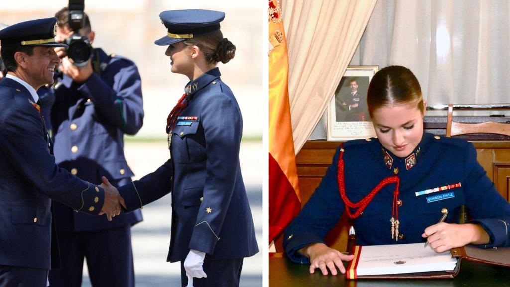 La Princesa saluda al llegar y firma en el libro de honor.