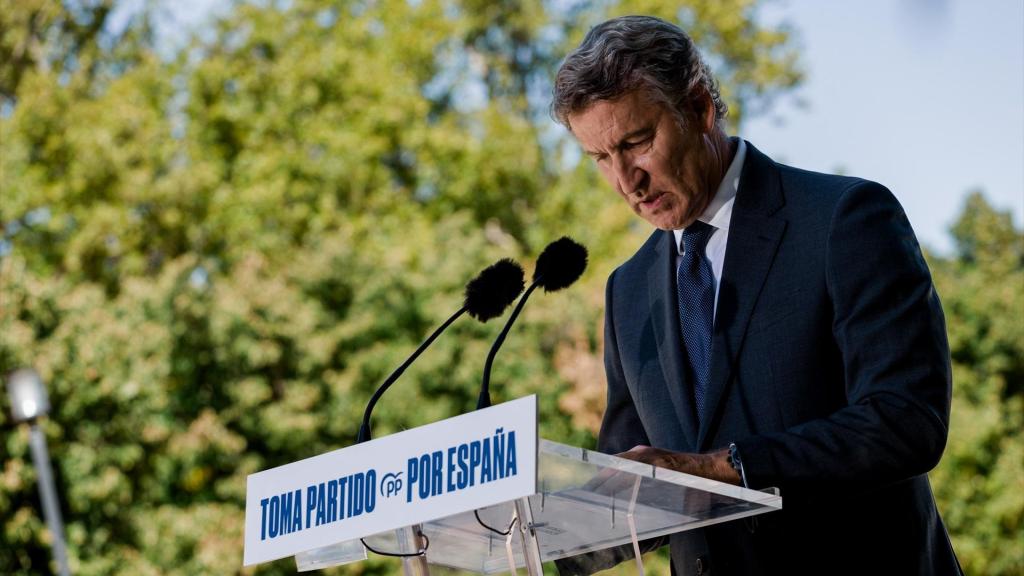 Feijóo este lunes durante una comparecencia desde Aranjuez.