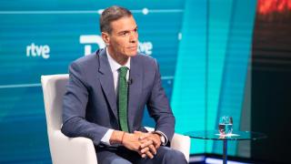El presidente del Gobierno, Pedro Sánchez, durante su entrevista en TVE.