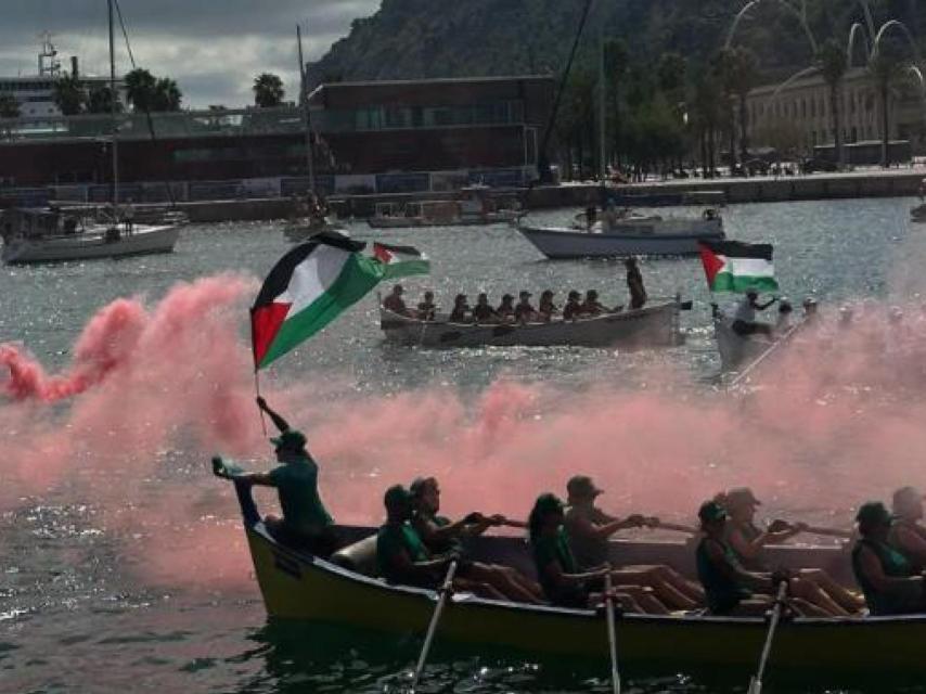 Imagen de la salida de la flotilla el 31 de agosto de 2025 desde el Puerto de Barcelona.