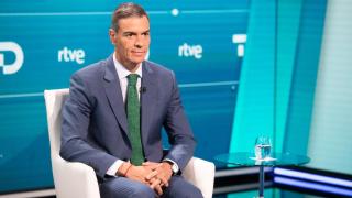 El presidente del Gobierno, Pedro Sánchez, durante su entrevista en TVE.
