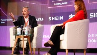 Jorge Azcón, presidente de Aragón, durante su intervención en el congreso de la patronal tecnológica Ametic.