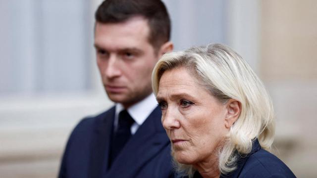 Marine Le Pen durante su comparecencia.
