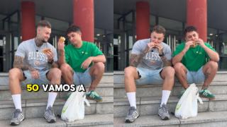 Los influencers Rubinfood y Javi Ferrari prueban la hamburguesa más barata de todo Valladolid