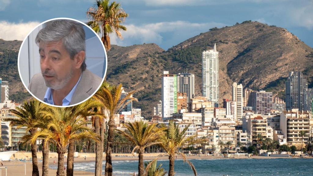 Vistas de Benidorm y una imagen del economista Alfredo Hernández.